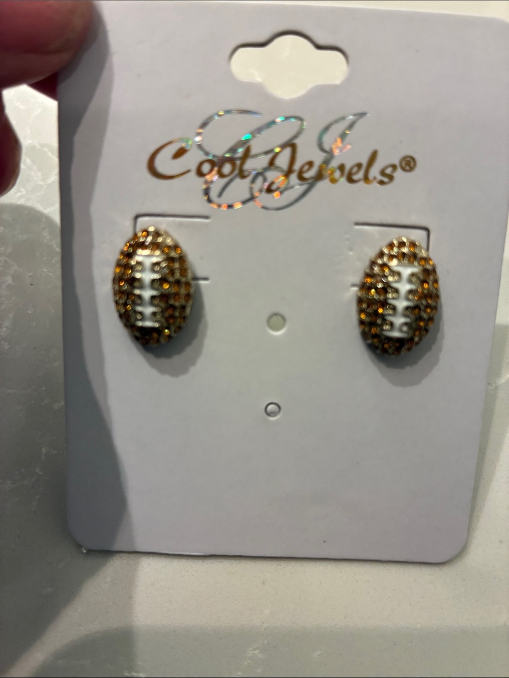 Gold blingy Football Stud Earrings NWT